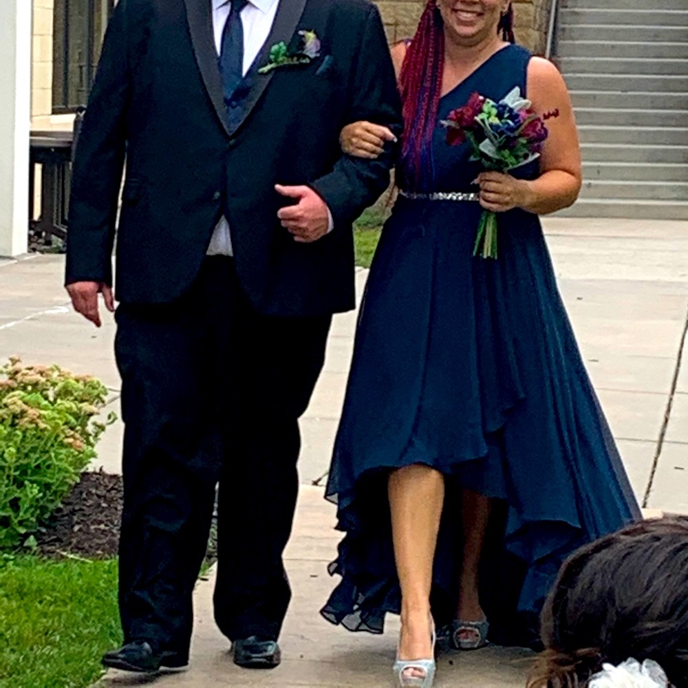 Navy one shoulder Formal Dress